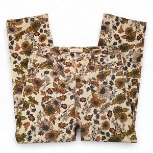 Cleo + Wolf Floral Cream Jeans Ultra High Rise Ankle Women W31 Boho Cottagecore